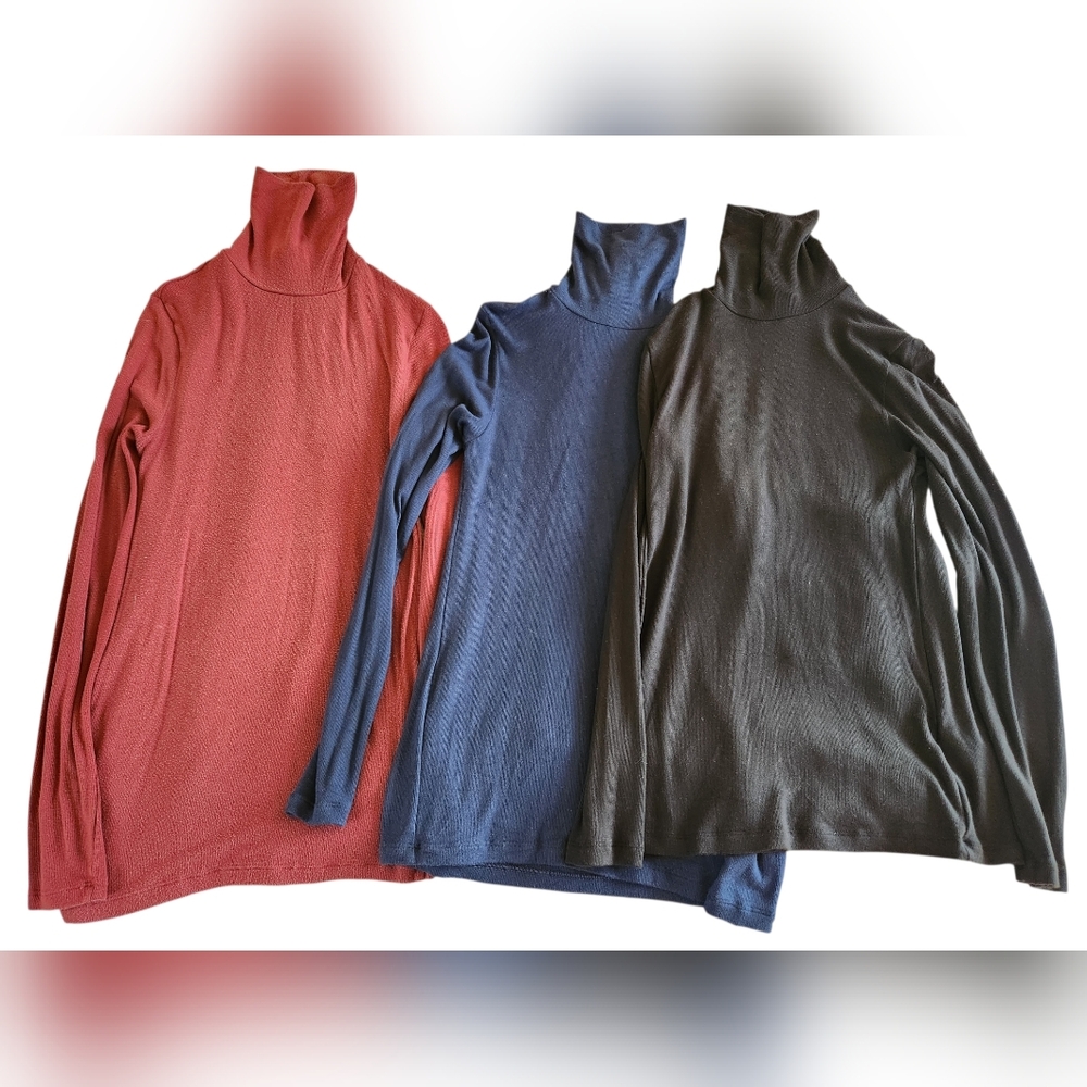 Splendid Modal Turtleneck Top Bundle 3 Women’s Size M Long Sleeve Stretch Layer